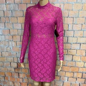 Bongo Fuschia Lace‎ Bodycon Dress